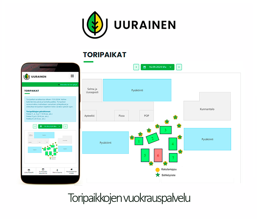 Uuraisten kunnan toripaikkojen varauspalvelu